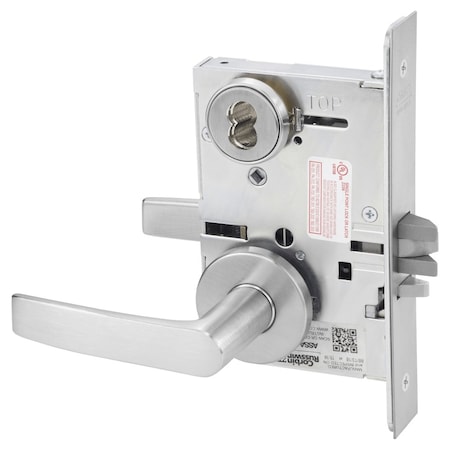 Classroom Mortise Lock, AS Lever, A Rose, 6-Pin LFIC Less Core, Satin Chrome